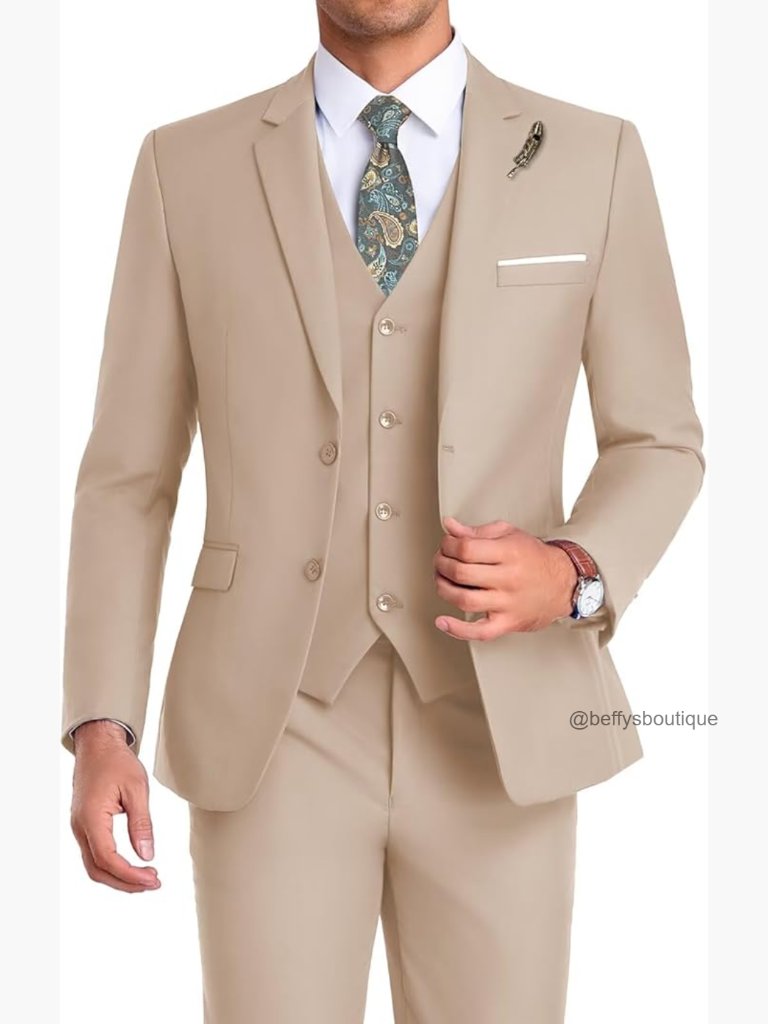 Slim Fit 3-Piece Suit With Vest And Tie For Formal Occasions